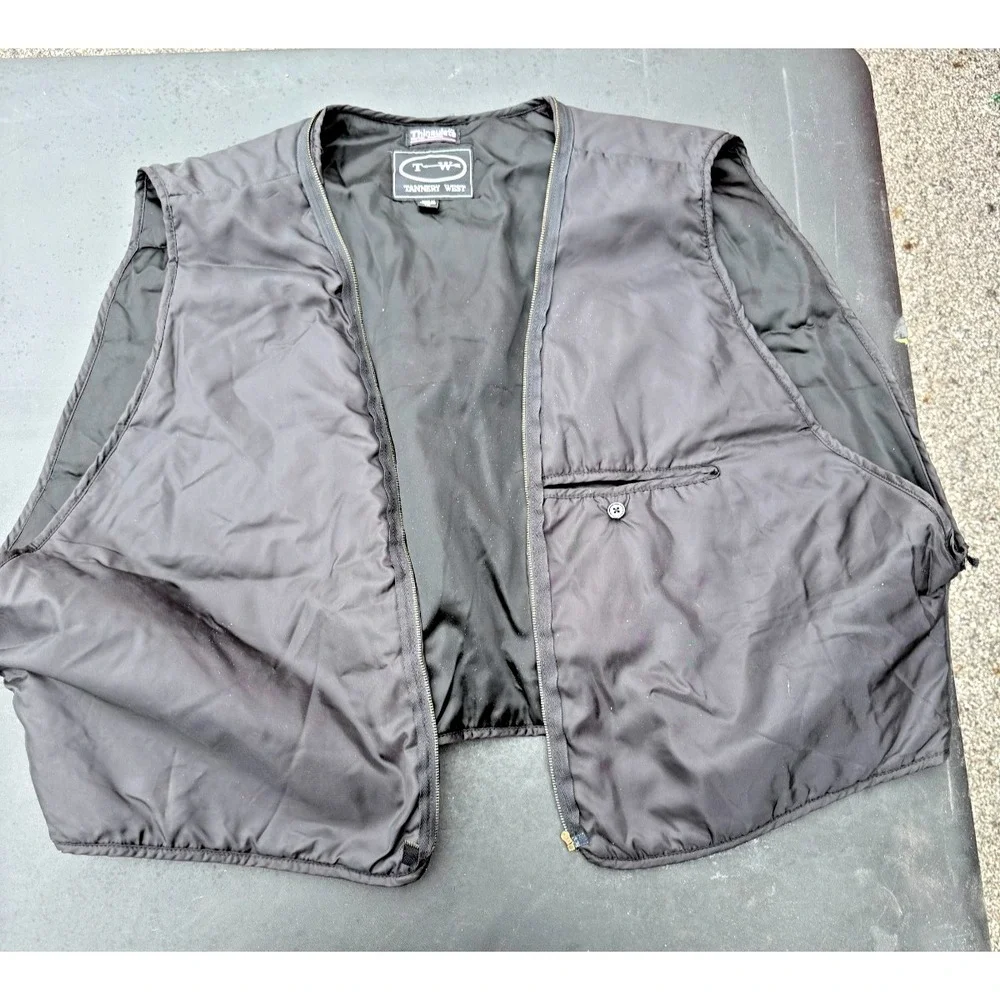 Tannery‎ West Mens Black Insulated Vest Thinsulate Zip Front Size 1X